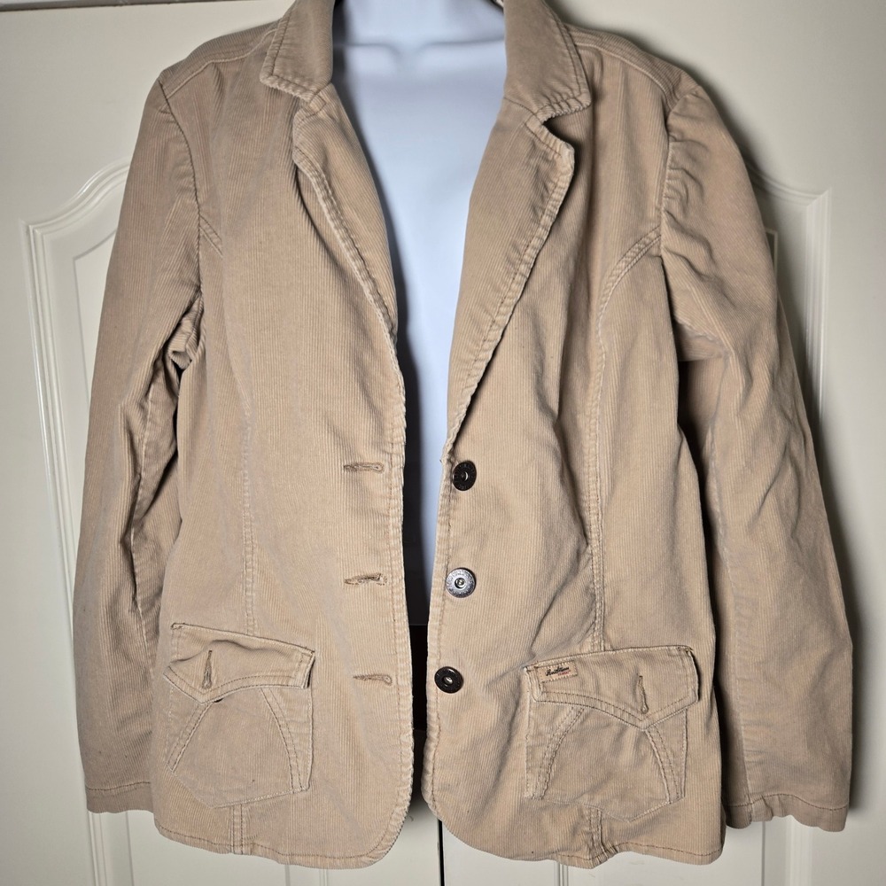 Levi Strauss Signature Tan Corduroy Blazer Jacket Womens XL Stretch Pockets